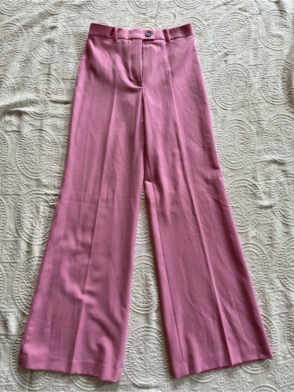 Zara High-Rise Wide Leg Pink Trousers Dress Pants Size M